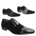 Men Pointed Toe Patent Faux Suede Lace Up Formal Smart Shoes Size 6 7 8 9 10 11