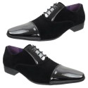 Men Pointed Toe Patent Faux Suede Lace Up Formal Smart Shoes Size 6 7 8 9 10 11