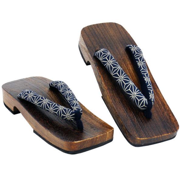 Japanese Men's Wooden Geta Sandals 11.25" Samurai Yukata Kimono Shoes Asanoha