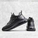 Mens Lace Up Cowhide Crocodile Print Sneakers Soft Leather Comfortable Shoes